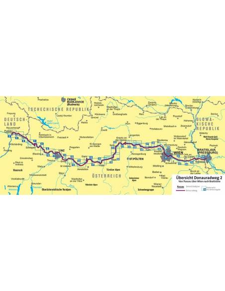 KK 7004 Donauradweg 2, Von Passau über Wien nach Bratislava - Duna 2. kerékpáros térkép