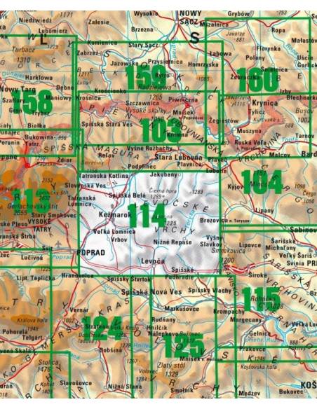 TM 114 Lőcsei-hegység - Poprád - Késmárk turistatérkép - Levočské vrchy