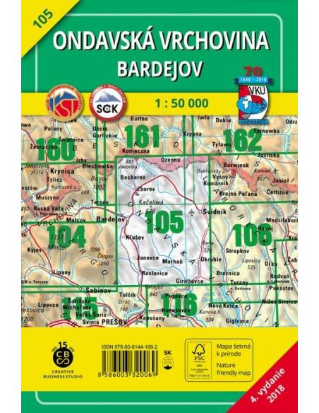 TM 105 Ondavai-dombság - Bártfa turistatérkép - Ondavská vrchovina - Bardejov