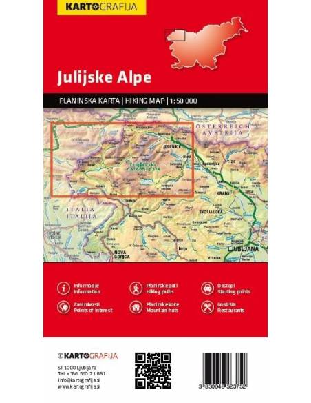 Julijske Alpe - Júliai-Alpok turistatérkép