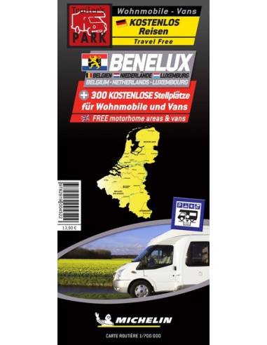 Benelux államok lakókocsival térkép -  camping cars, vans