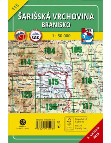 TM 115 Szinyei-dombság - Eperjes és környéke turistatérkép - Šarišská vrchovina - Branisko