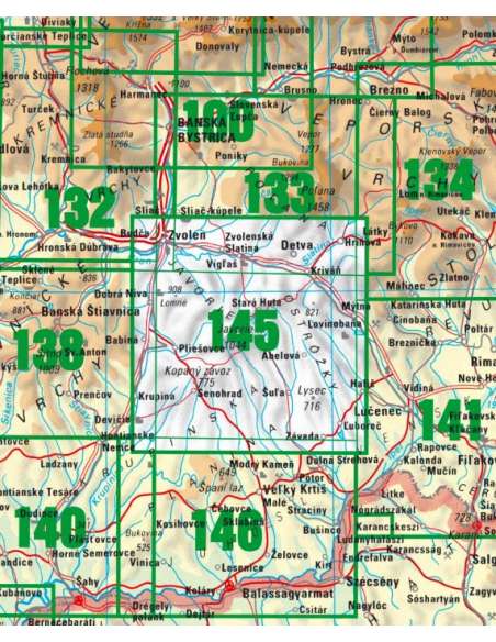 TM 145 Jávoros - Osztrovszki-hegység turistatérkép - Javorie - Ostrôžky