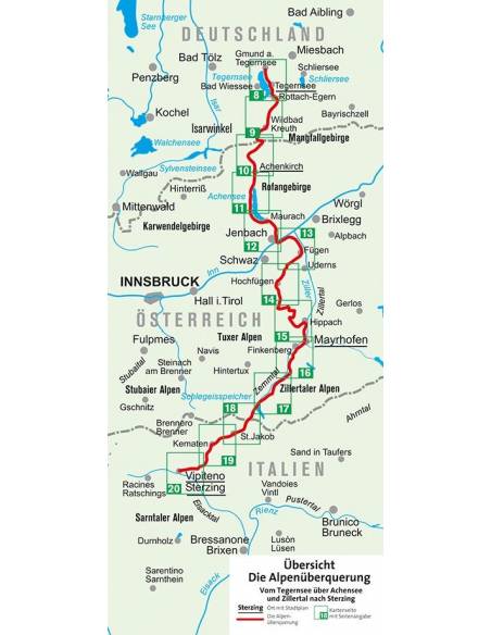 KK 2556 Die Alpenüberquerung - Vom Tegernsee über Achensee und Zillertal nach Sterzing turistatérkép