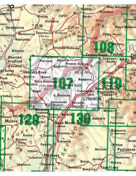 TM 107 Fehér-Kárpátok - Trencsén környéke turistatérkép - Biele Karpaty - Trenčín