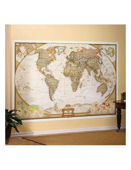 World - Föld országai antik színezésű falitérkép - 3 szelvényes  295x193 cm
