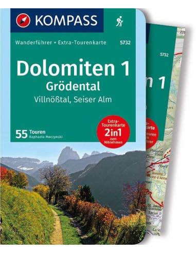 KK 5732 Dolomiten 1, Grödental - Villnößtal - Seiser Alm túrakalauz+térkép