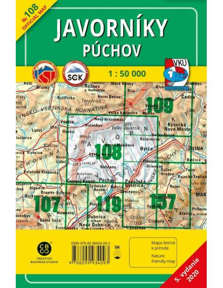 TM 108 Javornik - Puhó környéke turistatérkép - Javorníky - Púchov