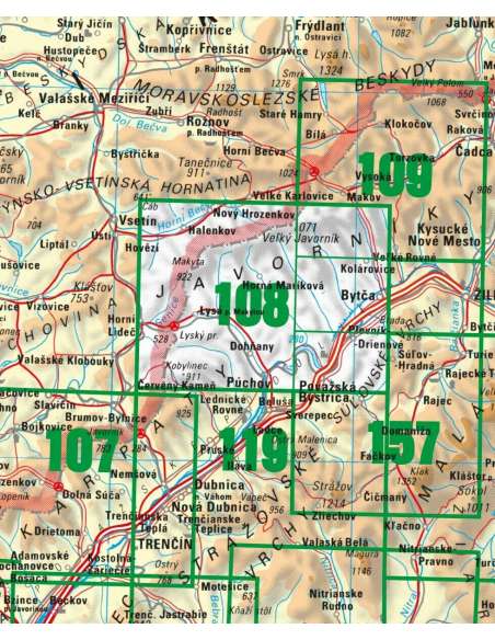 TM 108 Javornik - Puhó környéke turistatérkép - Javorníky - Púchov