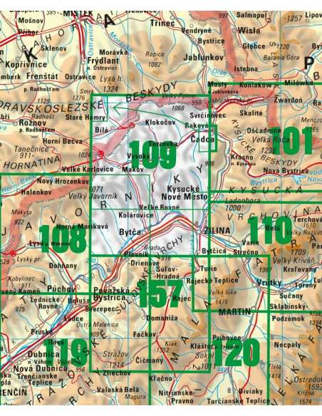 TM 109 Javornik - Cadca környéke turistatérkép - Javorníky - Cadca