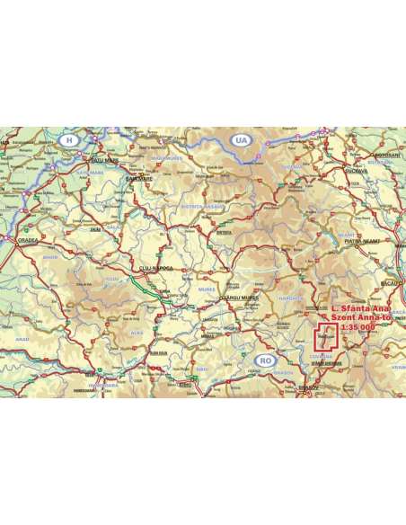 Szent Anna-tó és környéke térkép -  Csomád - Büdös térség - Zona Lacului Sfânta Ana