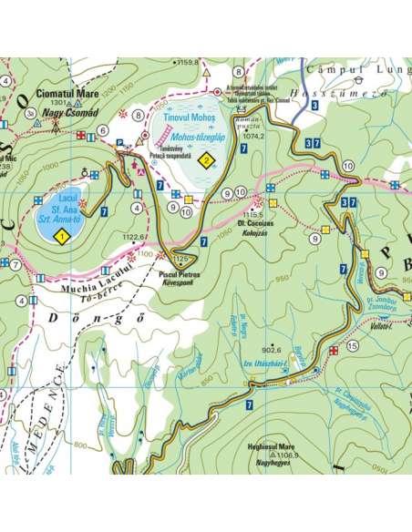 Szent Anna-tó és környéke térkép -  Csomád - Büdös térség - Zona Lacului Sfânta Ana