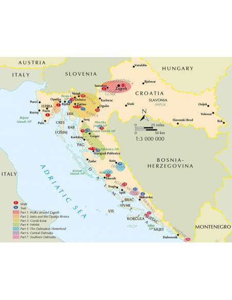 Walks and Treks in Croatia mountain trails and national parks, including Velebit, Dinara and Plitvice - Horvátország túrakönyv