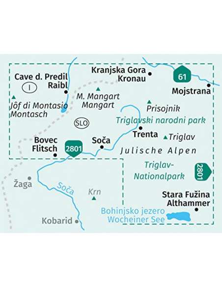 KK 064 Julische Alpen - Júliai Alpok - Triglav NP túra-, sí- és kerékpáros térkép