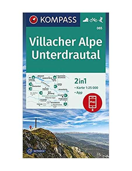 KK 065 Villacher Alpe - Unterdrautal vízálló túra-, sí- és kerékpáros térkép