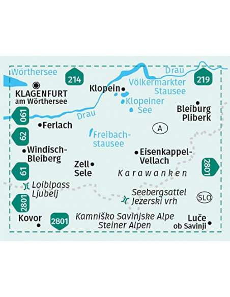 KK 65 Klopeiner See - Karawanken Ost - Steiner Alpen kerékpáros és túratérkép