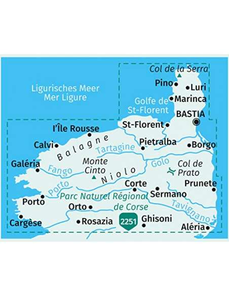 KK 2250 Korsika Nord - Corse du Nord - Weitwanderweg GR20 - Észak-Korzika 3 db-os túra- és kerékpáros térkép