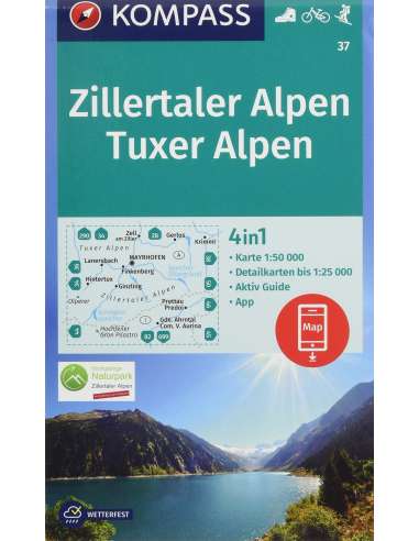 KK 37 Zillertaler Alpen - Tuxer Alpen turistatérkép