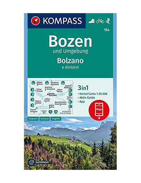 KK 154 Bozen und Umgebung - Bolzano túra-, sí- és kerékpáros térkép