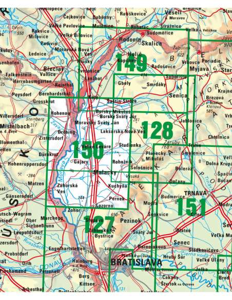 TM 150 Morva-völgye - Malacka turistatérkép - Borská Nízina - Malacky