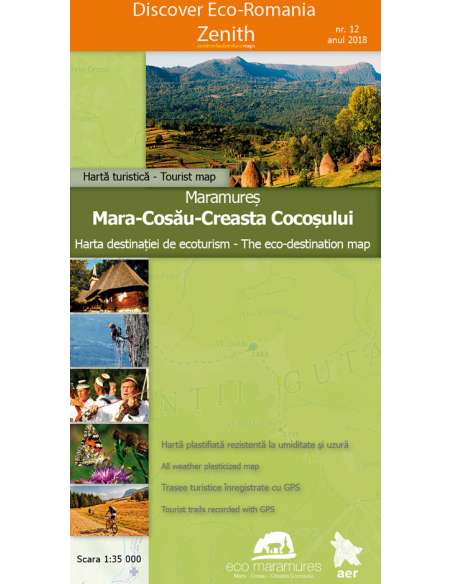 Maramureș: Mara-Cosău-Creasta Cocoșului - Máramaros: Mára-Cosau-Kakastaréj  túratérkép vízhatlan