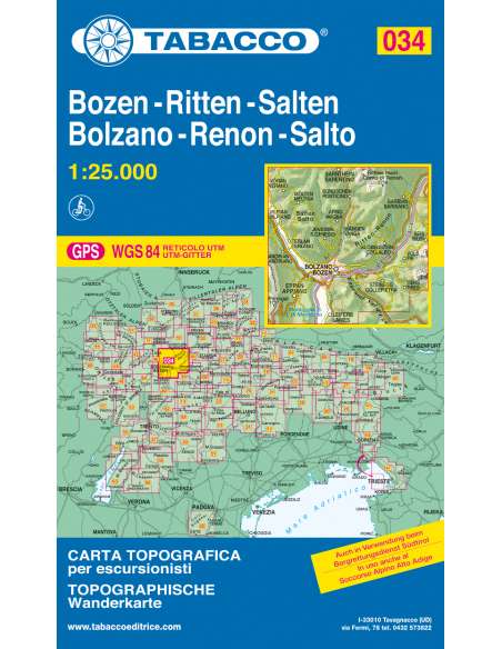 TO 034 Bolzano - Renon - Salto - Bozen - Ritten - Salten térkép