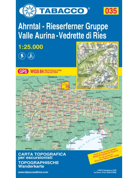 TO 035 Valle Aurina - Vedrette di Ries - Ahrntal - Rieserferner Gruppe térkép