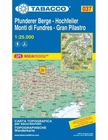 TO 037 Monti di Fundres - Gran Pilastro  -  Pfunderer Berge - Hochfeiler térkép