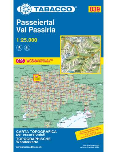 TO 039 Val Passiria - Passeiertal térkép