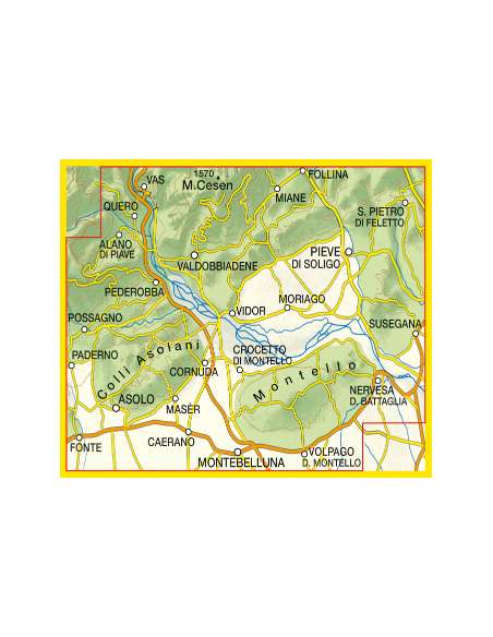 TO 070 Il Montello - Colli Asolani - Montebelluna - Valdobbiadene térkép