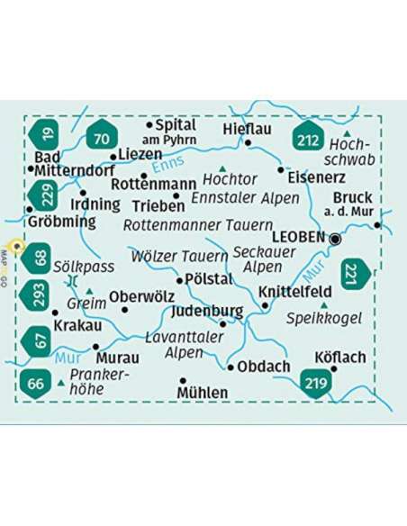 KK 223 Sölktäler - Rottenmanner Tauern - Seckauer Alpen túra- kerékpáros és sítérkép