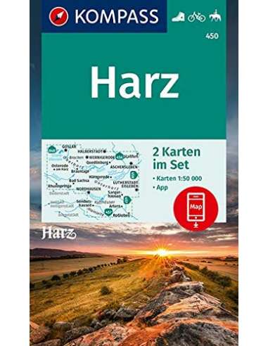 KK 450 Harz-hegység túra- és kerékpáros térkép...