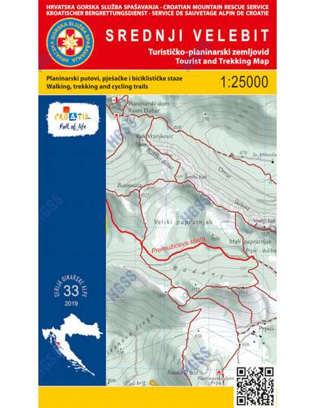 HG-DA 33 Srednji Velebit térkép