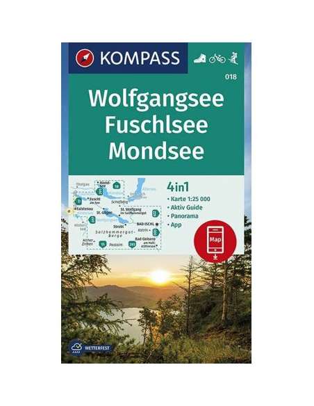 KK 018 Wolfgangsee, Fuschlsee, Mondsee turistatérkép - matt laminált