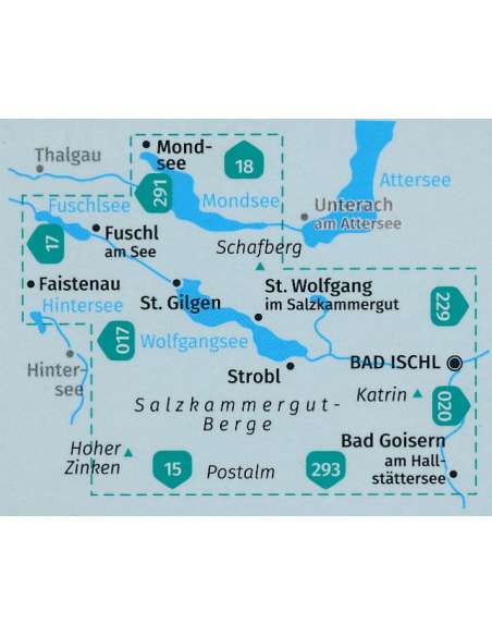 KK 018 Wolfgangsee, Fuschlsee, Mondsee turistatérkép - matt laminált