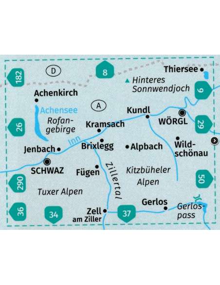 KK 28 Vorderes Zillertal - Achensee - Alpbachtal - Wildschönau turistatérkép - matt laminált