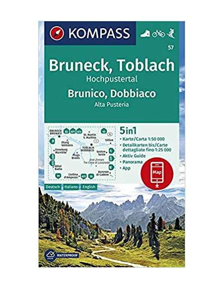 KK 57 Bruneck - Toblach - Hochpustertal - Brunico - Dobbiaco - Alta Pusteria turistatérkép - matt laminált