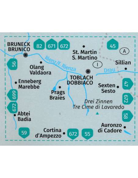 KK 57 Bruneck - Toblach - Hochpustertal - Brunico - Dobbiaco - Alta Pusteria turistatérkép - matt laminált