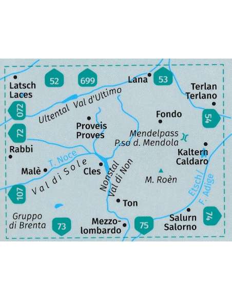 KK 95 Nonstal - Mendelpass - Val di Non - Passo della Mendola turistatérkép - matt laminált