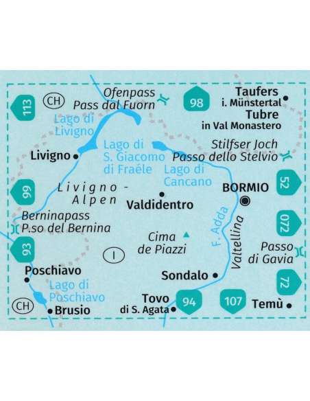 KK 96 Bormio - Livigno - Alta Valtellina turistatérkép - matt laminált