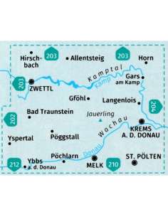 KK 207 Wachau - Kamptal turistatérkép - matt laminált 2