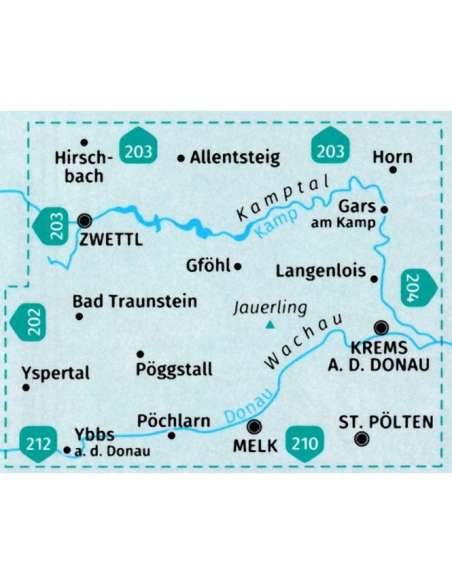 KK 207 Wachau - Kamptal turistatérkép - matt laminált