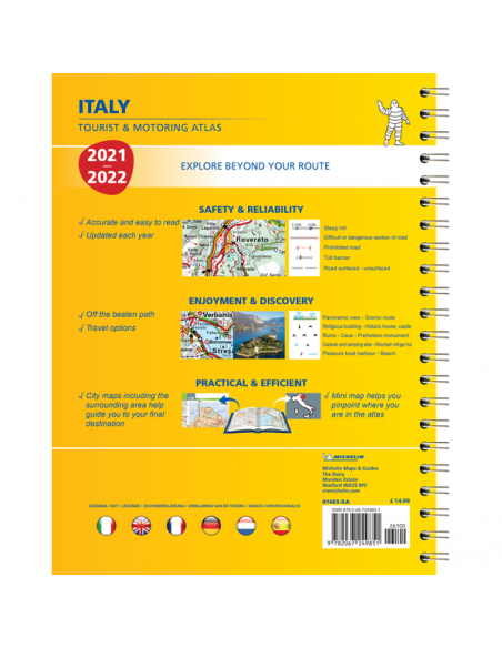MN 1122 Italy 2021 / 2022 - Tourist And Motoring Atlas (A4-Spiral) - Olaszország atlasz