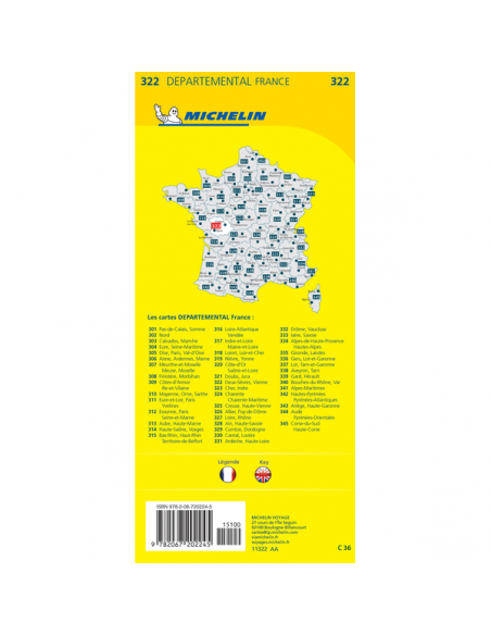 MN 322 Deux-Sévres - Vienne térkép - 2020