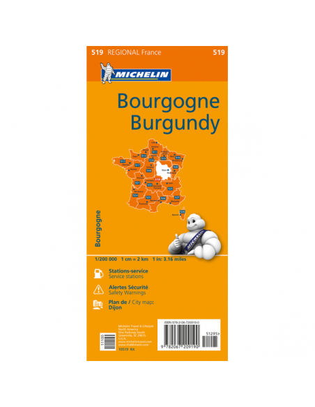 MN 519 Bourgogne - Burgundy - Burgundia térkép - 2016