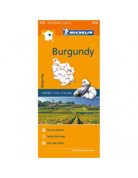 MN 519 Bourgogne - Burgundy - Burgundia térkép - 2016
