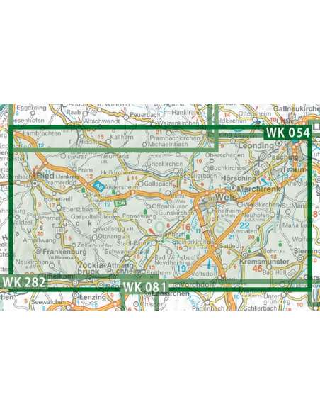 WK 054 Traunradweg - Wels und Umgebung - Bad Hall - Hausruck túratérkép