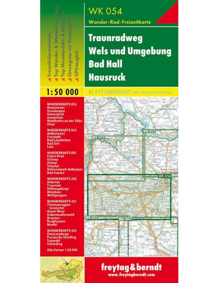 WK 054 Traunradweg - Wels und Umgebung - Bad Hall - Hausruck túratérkép