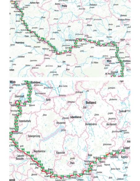 Europa-Radweg Eiserner Vorhang 4 -  Von Hof nach Szeged - Vasfüggöny kerékpártúra atlasz