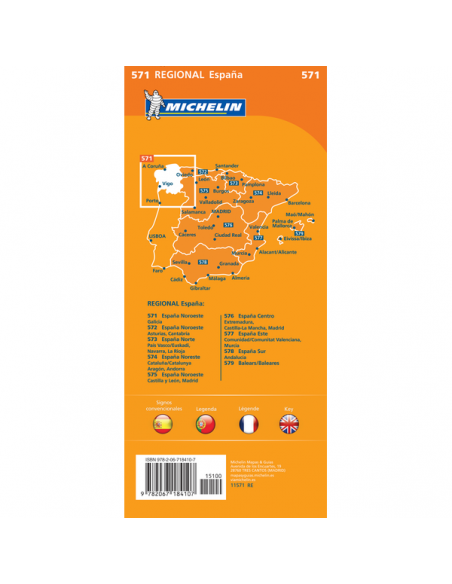 MN 571 Espagne Nord-Quest - Galicia -  Északnyugat-Spanyolország - Galícia térkép
